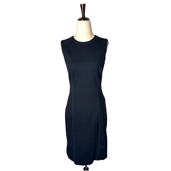 Of Mercer Dress Women 6 Black White Stitching Sleeveless Back Zip Sheath Mini - Picture 2 of 10